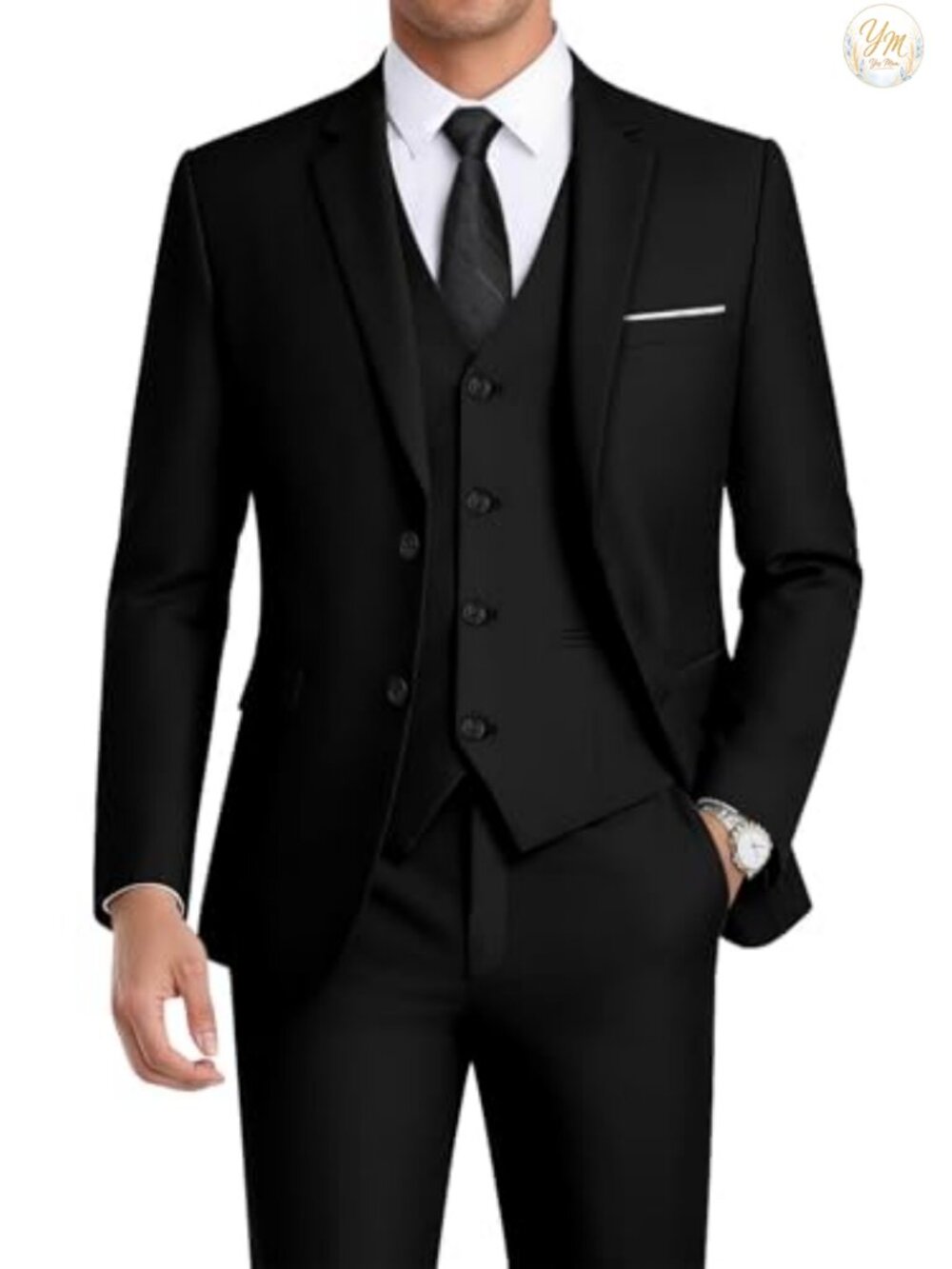 WEEN CHARM Men's 3-Piece Slim Fit Suit Set Blazer Vest Pants Tuxedo